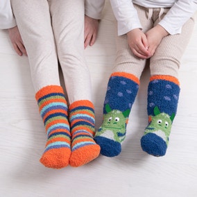 totes Pack of 2 Toasties Kids Super Soft Dragon Slipper Socks