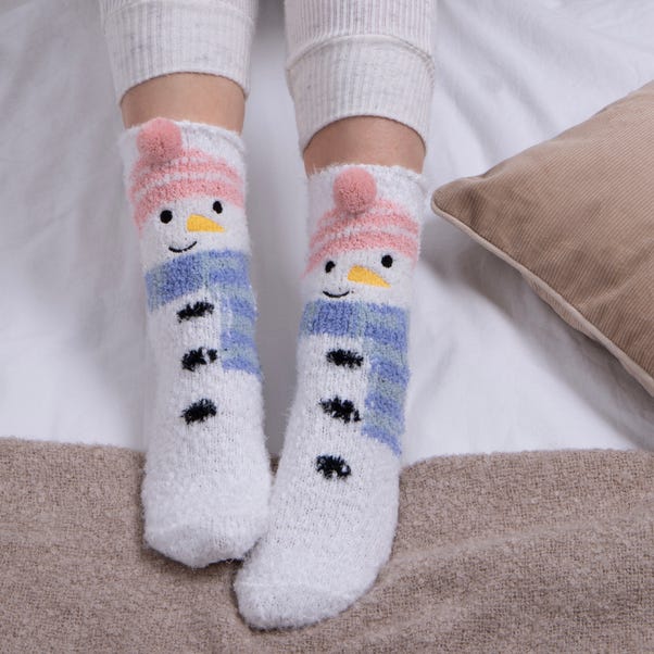 totes Novelty Super Soft Snowman Slipper Socks image 1 of 4