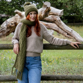 totes Knitted Khaki Hat and Scarf Set