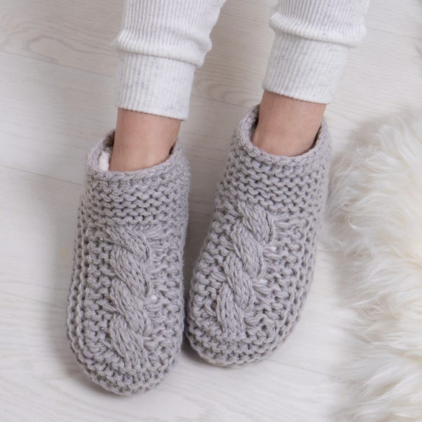 totes Chunky Knit Grey Booties image 1 of 6