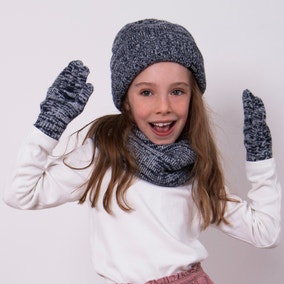 totes Kids Knitted Navy Hat Glove and Snood Set