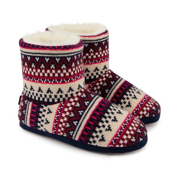totes Fair Isle Knit Boot Slippers image 1 of 5