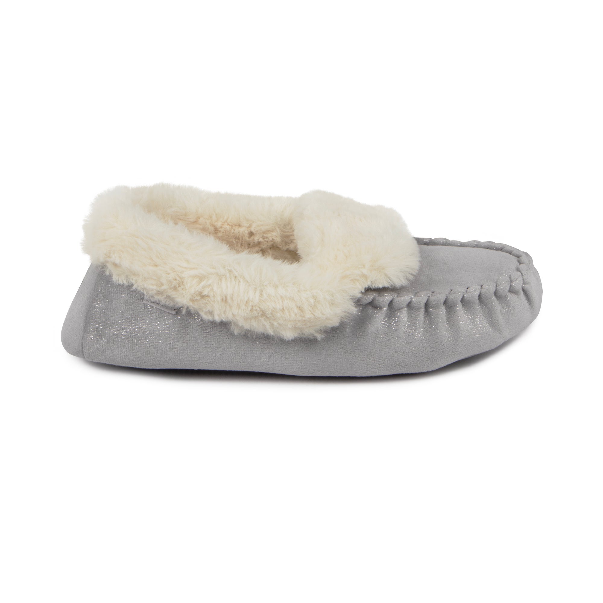 totes Sparkle Grey Moccasin Slippers | Dunelm