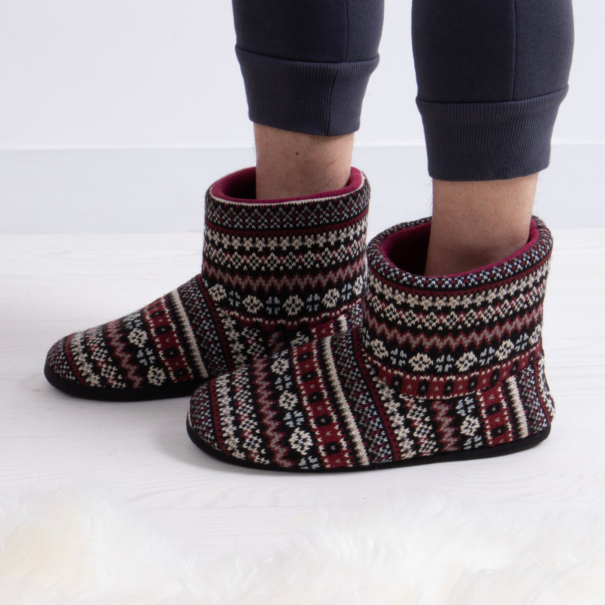 totes Fair Isle Boot Slippers