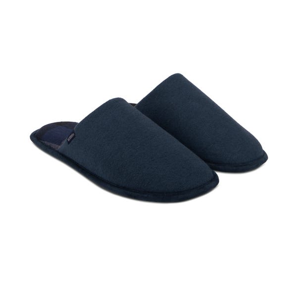totes Jersey Navy Mule Slippers With Check Lining image 1 of 5