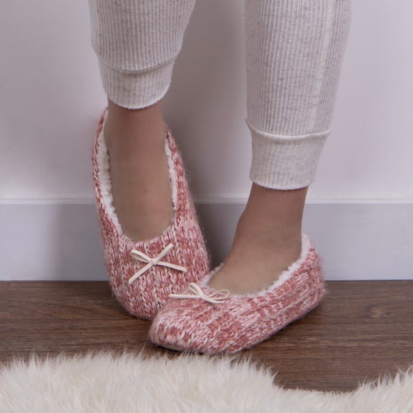 totes Knitted Pink Ballet Slippers image 1 of 5