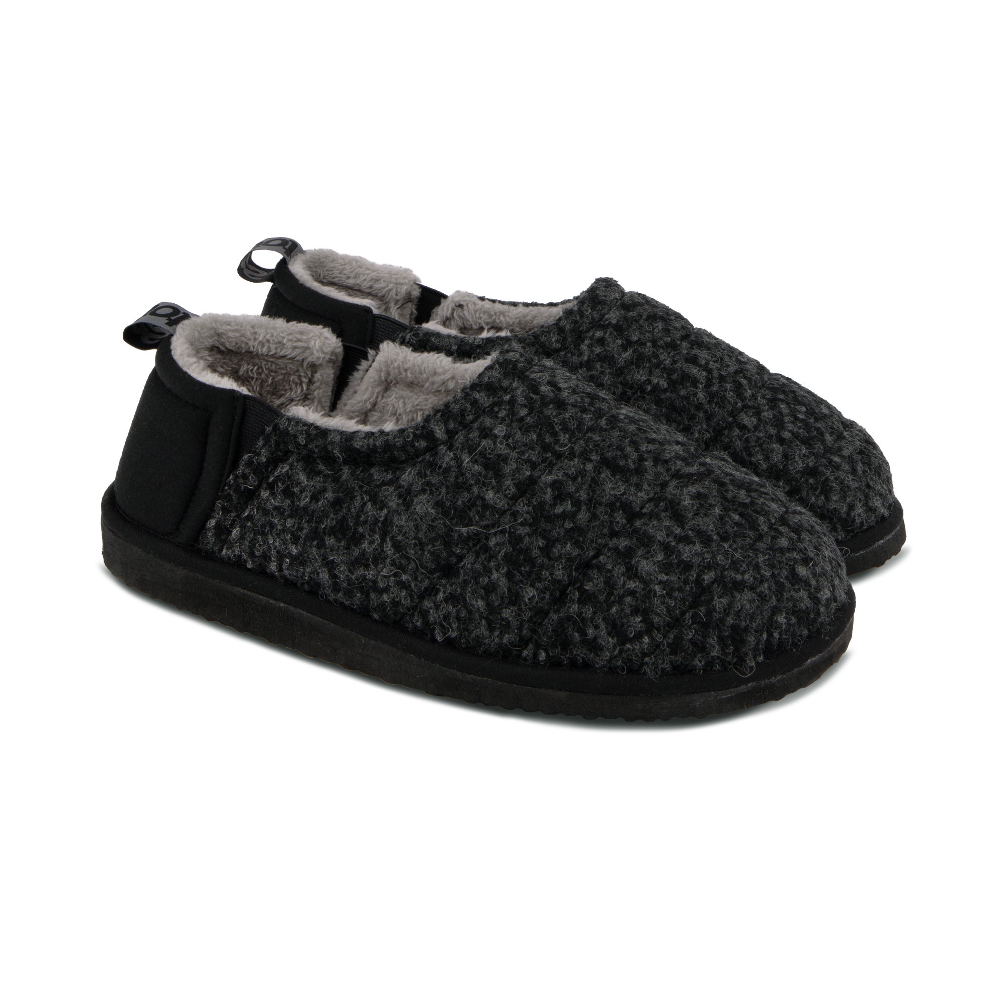 totes Quilted Black Full Back Slippers With EVA Sole