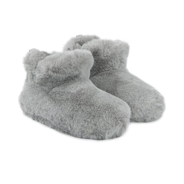 totes Faux Fur Grey Boot Slippers image 1 of 6