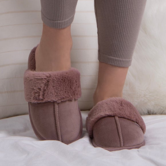 totes Mink Velour Mule Slippers Dunelm