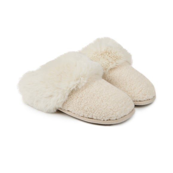 Womens fur best sale mule slippers