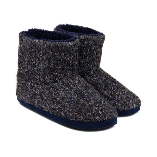 totes Rib Knit Navy Boot Slippers image 1 of 6