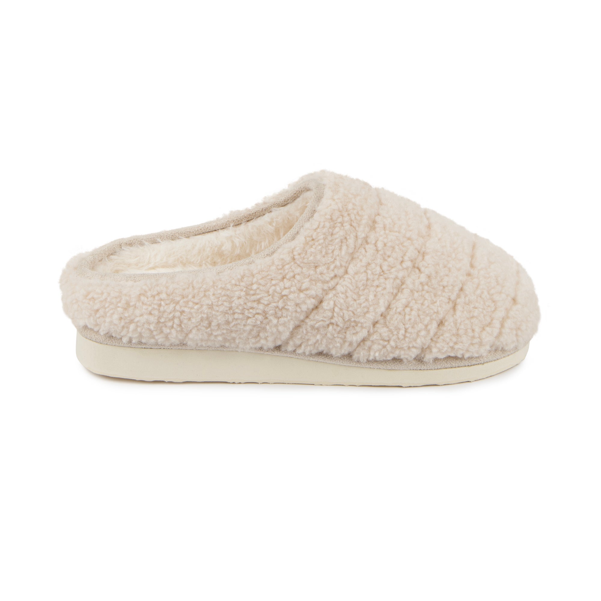 totes Quilted Borg EVA Cream Mule Slippers | Dunelm