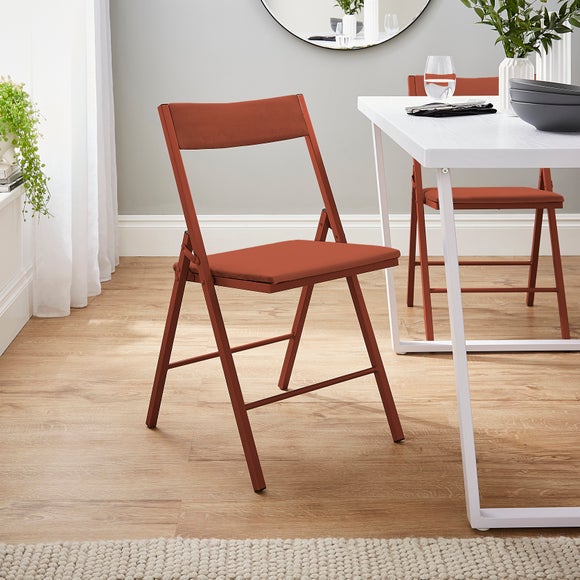 Emily Folding Dining Chair Velvet Rose Pink