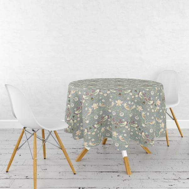 William Morris Strawberry Thief Circular Acrylic Coated Tablecloth image 1 of 1