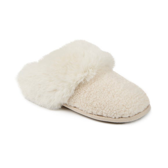 White faux fur discount slippers