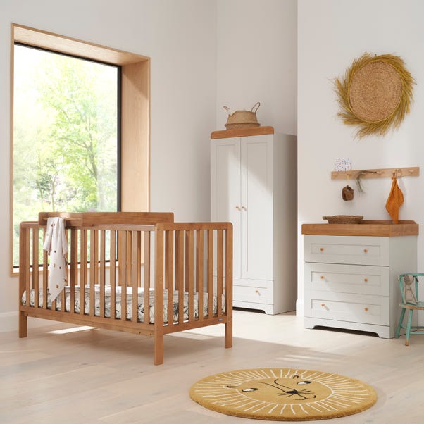 Tutti Bambini 3 Piece Oak Malmo Cot Bed and Rio Furniture Set image 1 of 5