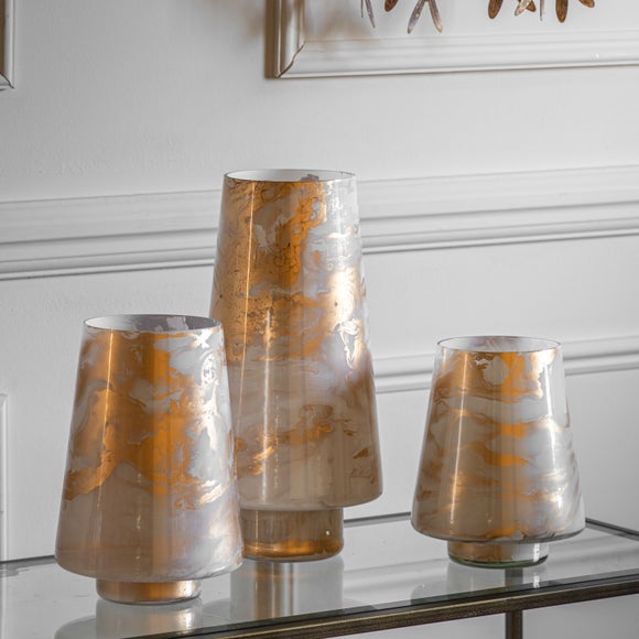 Cedar & Sage Luxe Streaked Hurricane Candle Holder