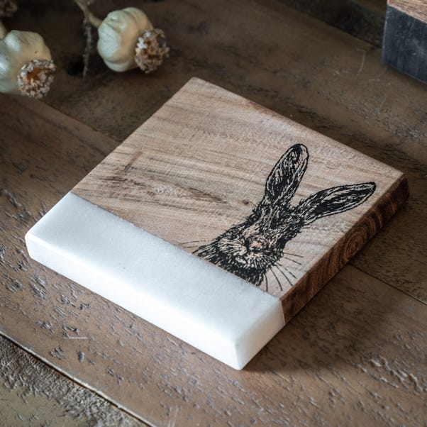 Set of 4 Marble Hare Coasters image 1 of 2