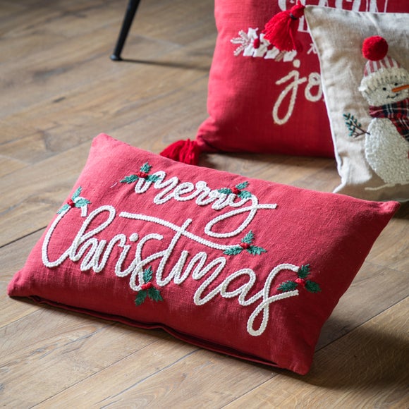 Merry Christmas Rectangular Cushion Cover Dunelm