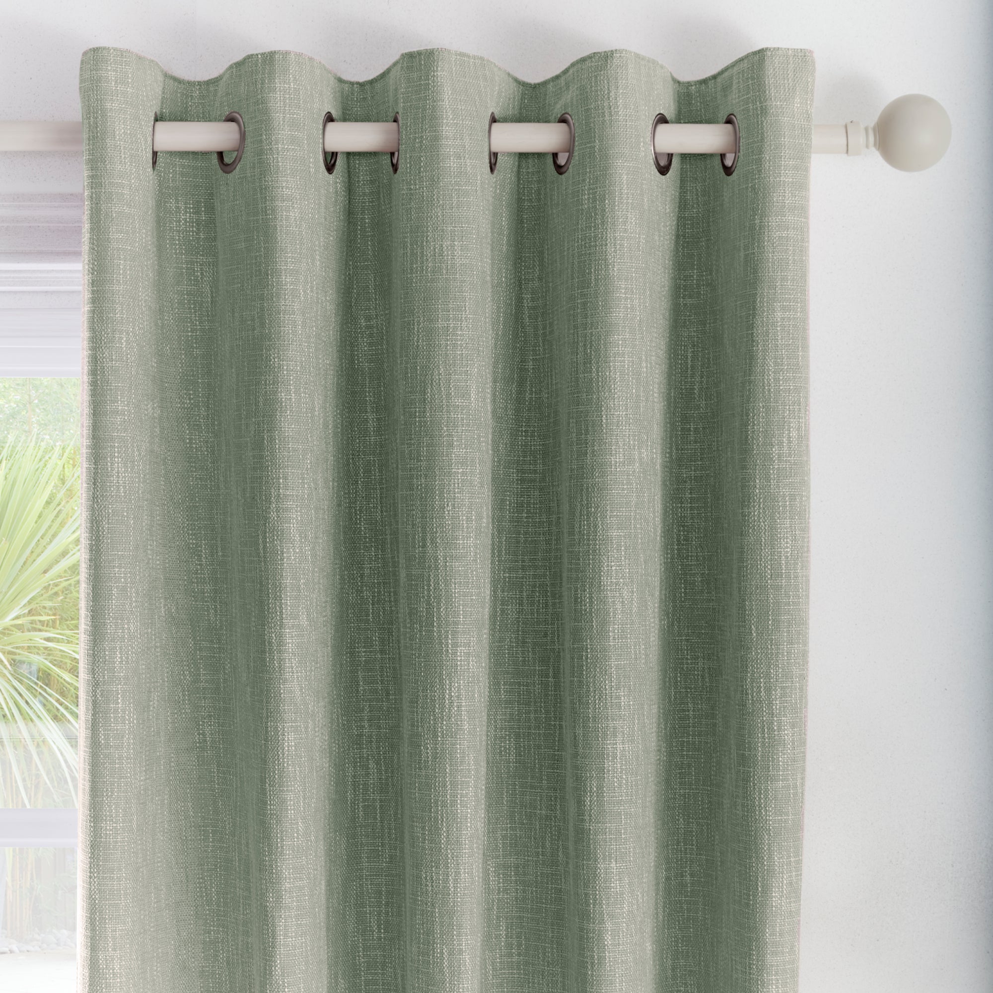 Photos - Curtains & Drapes Appletree Loft Boucle Woven Green Eyelet Curtains Green 