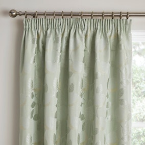 Curtina Bramford Jacquard Green Pencil Pleat Curtains