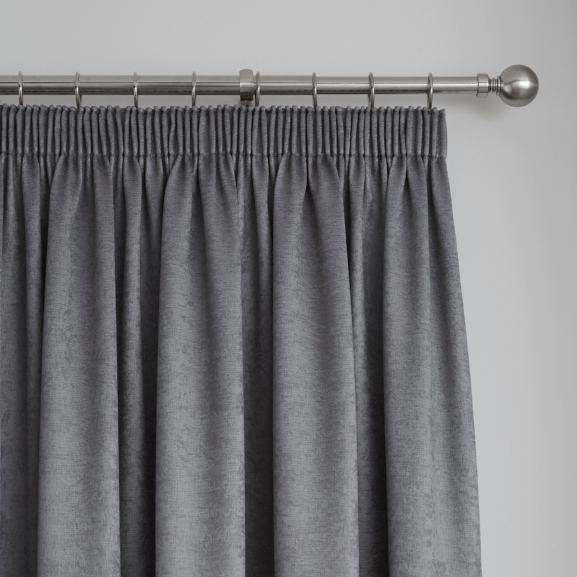 Fusion Galaxy Dim Out Woven Charcoal Pencil Pleat Curtains Charcoal