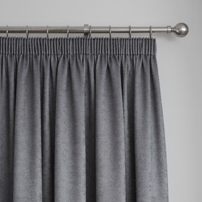 Fusion Galaxy Dim Out Woven Charcoal Pencil Pleat Curtains
