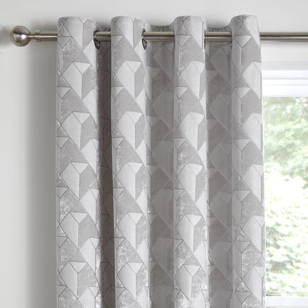 Appletree Boutique Quentin Jacquard Silver Eyelet Curtains image 1 of 3