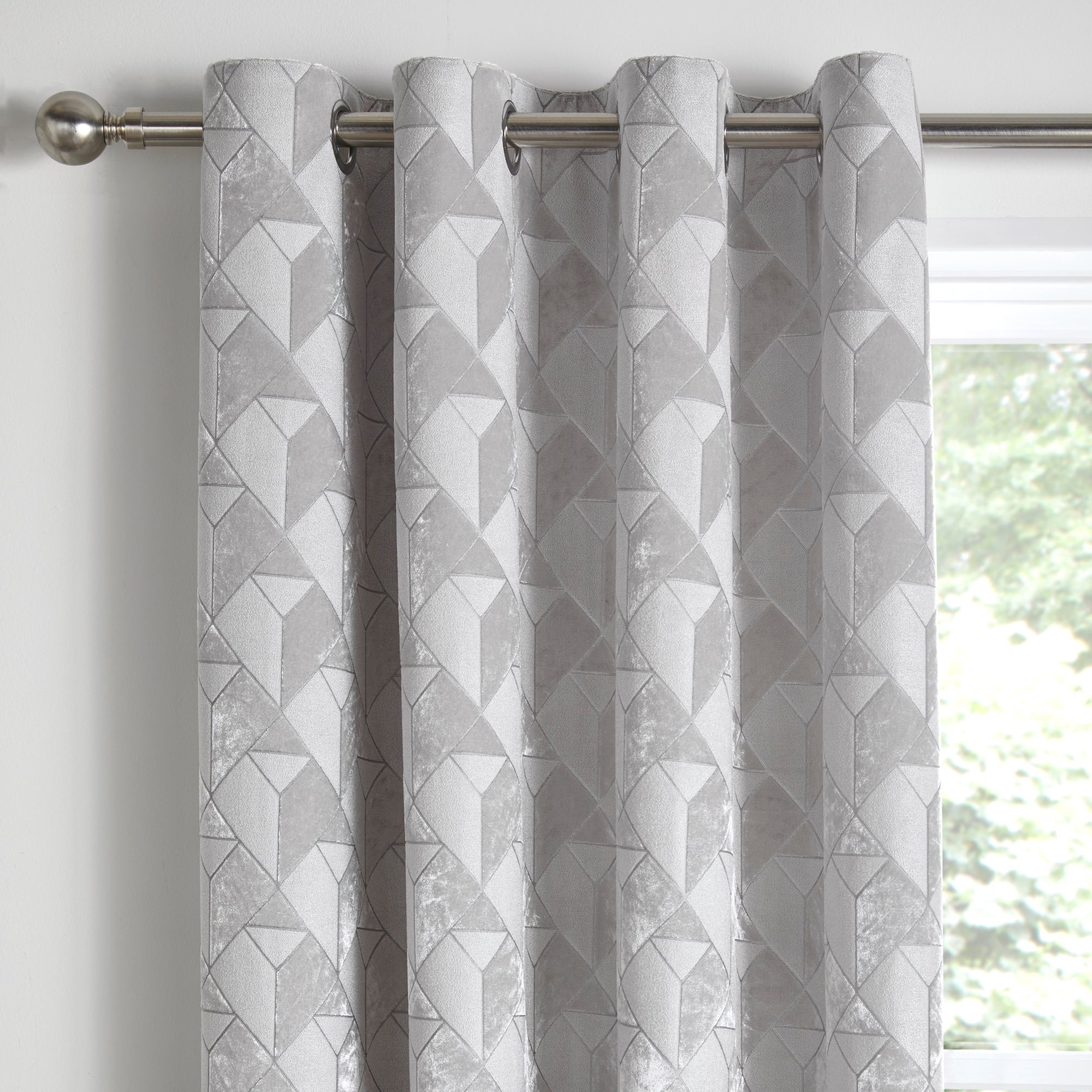 Appletree Boutique Quentin Jacquard Silver Eyelet Curtains | Dunelm
