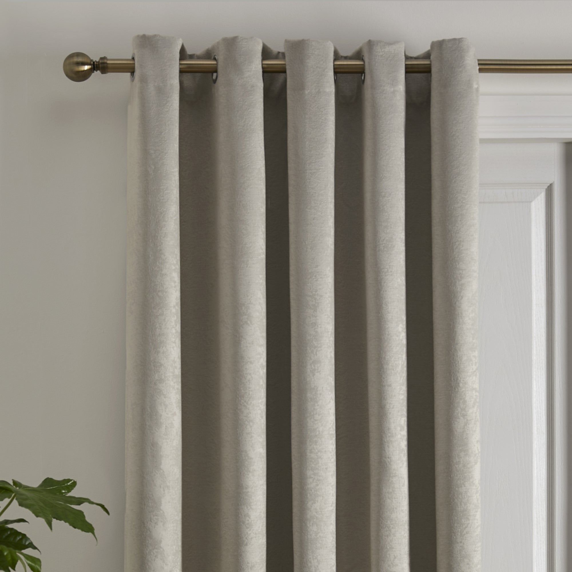 Fusion Strata Dim Out Woven Natural Eyelet Door Curtain Beige