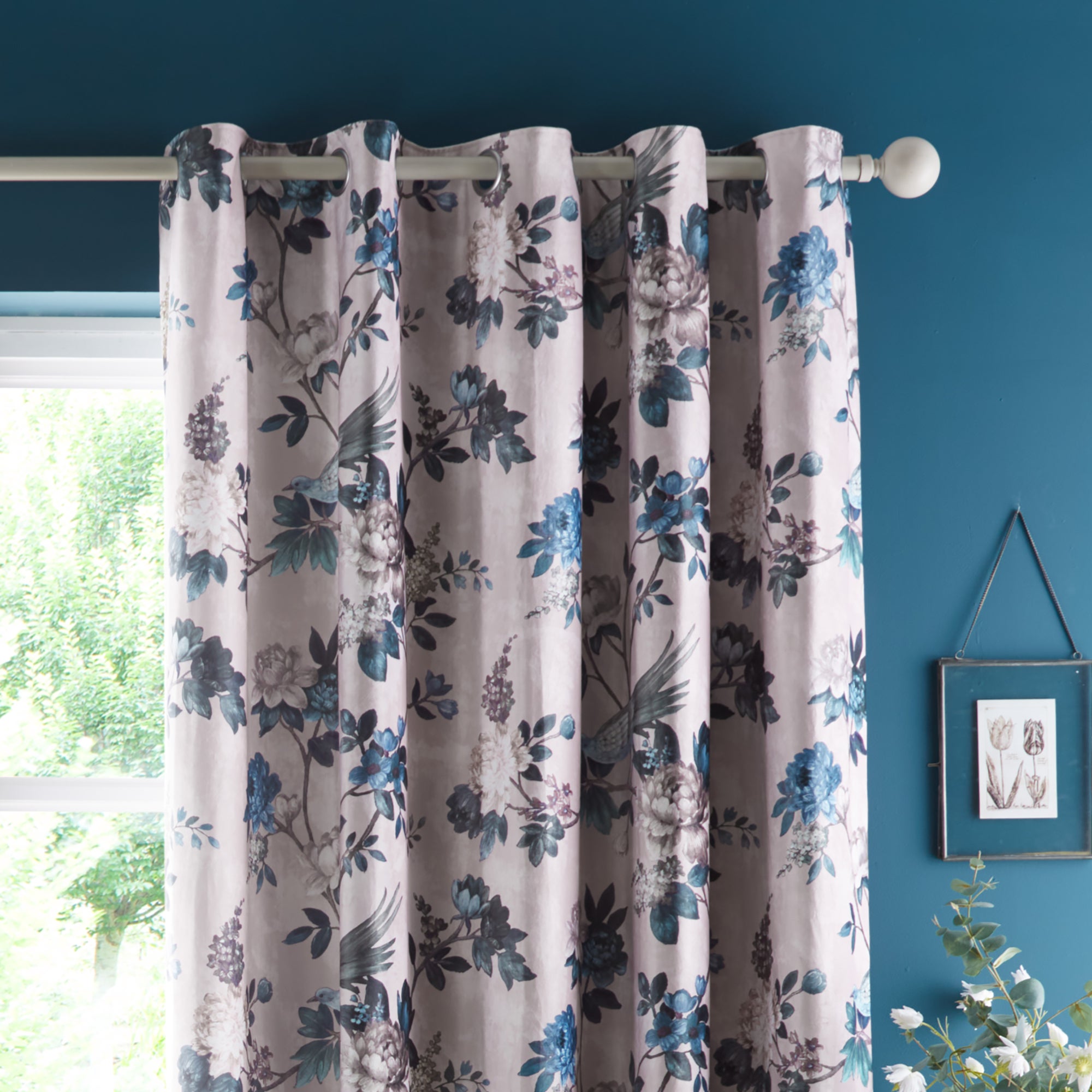 Photos - Curtains & Drapes Appletree Heritage Windsford Velvet Teal Eyelet Curtains Teal  (Green)