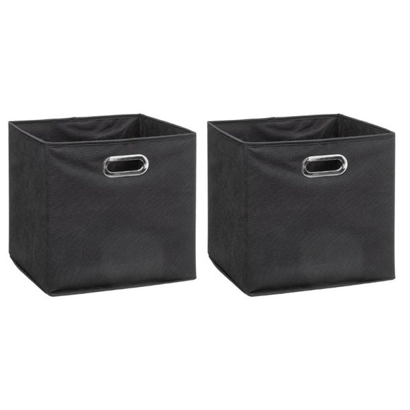 Black fabric storage boxes discount