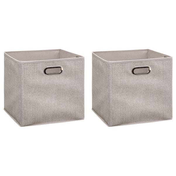 Mix and Modul Set of 2 Linen Effect Cube Storage Boxes image 1 of 3