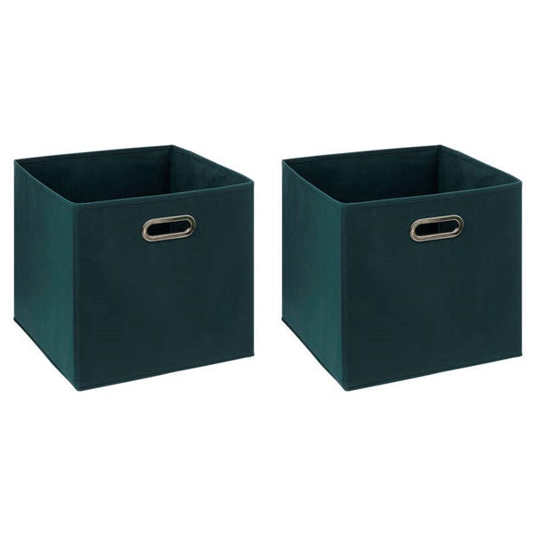 Mix and Modul Set of 2 Linen Effect Cube Storage Boxes image 1 of 2