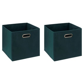 Mix and Modul Set of 2 Linen Effect Cube Storage Boxes