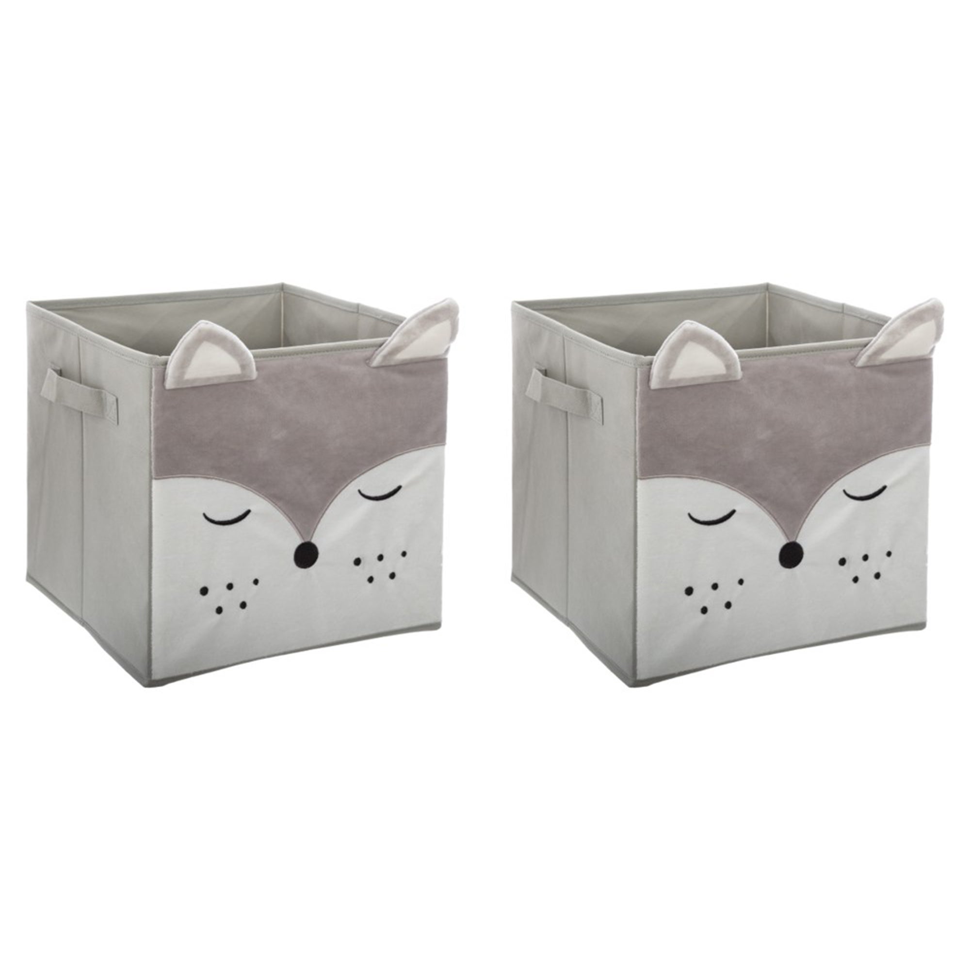 Kids Mix And Modul Set Of 2 Grey Fox Cube Storage Boxes Grey