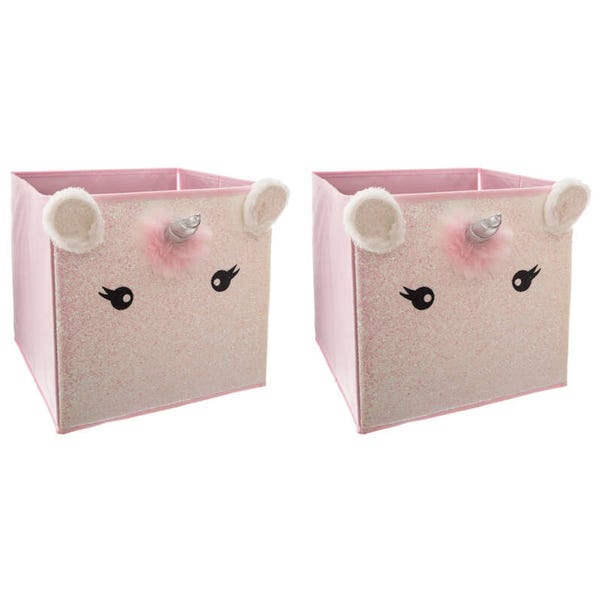 Kids Mix and Modul Set of 2 Unicorn Cube Storage Boxes image 1 of 2