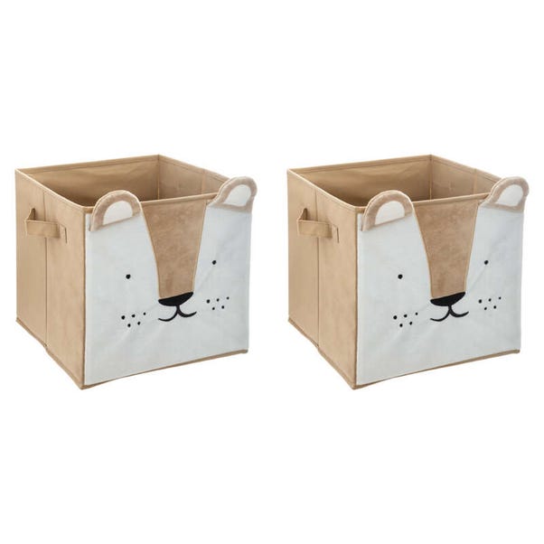 Kids Mix and Modul Set of 2 Lion Cube Storage Boxes image 1 of 2