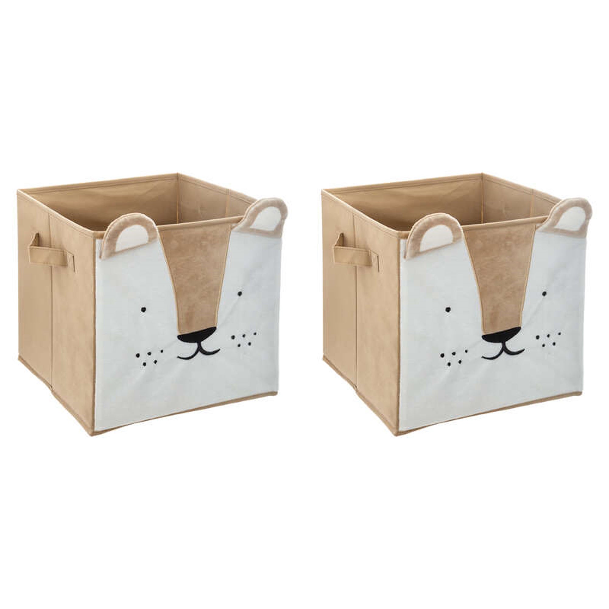 Kids Mix And Modul Set Of 2 Lion Cube Storage Boxes Brown