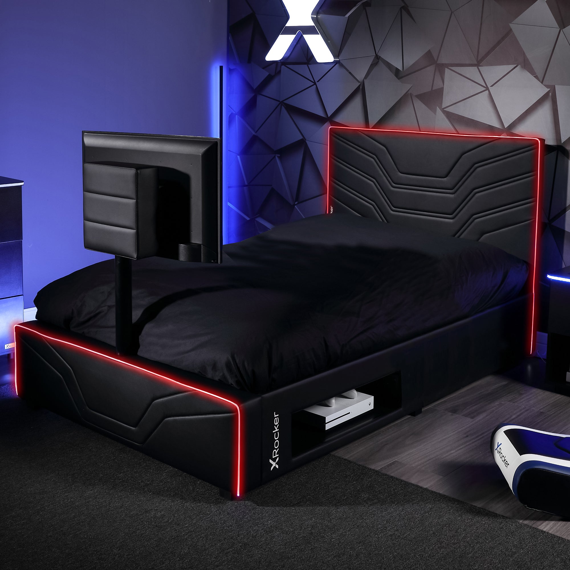 X Rocker Oracle Gaming Tv Bed With Neo Fibre Led Black
