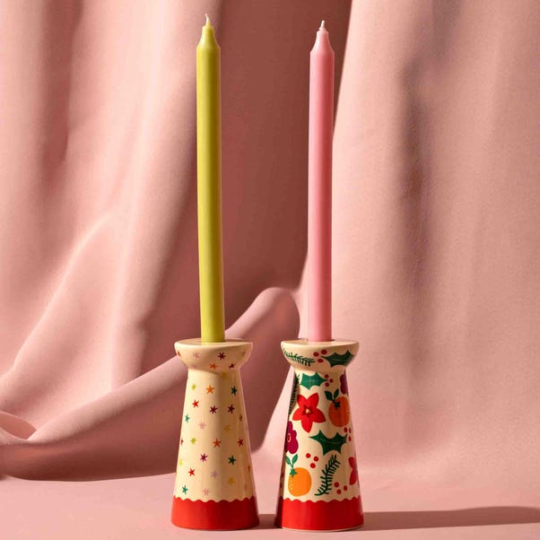 Raspberry Blossom Set of 2 Candlestick Holders image 1 of 3