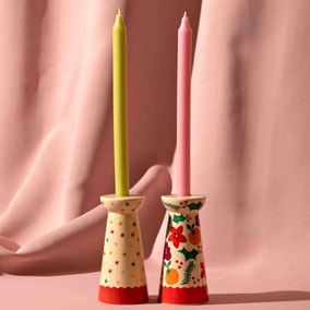 Raspberry Blossom Set of 2 Candlestick Holders