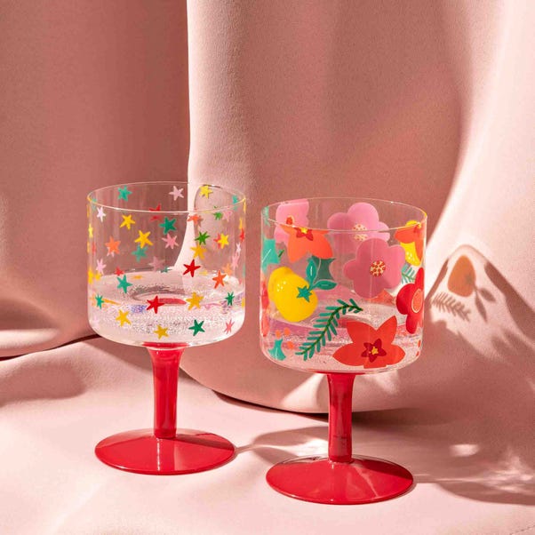 Raspberry Blossom Set of 2 Wine Glasses image 1 of 4