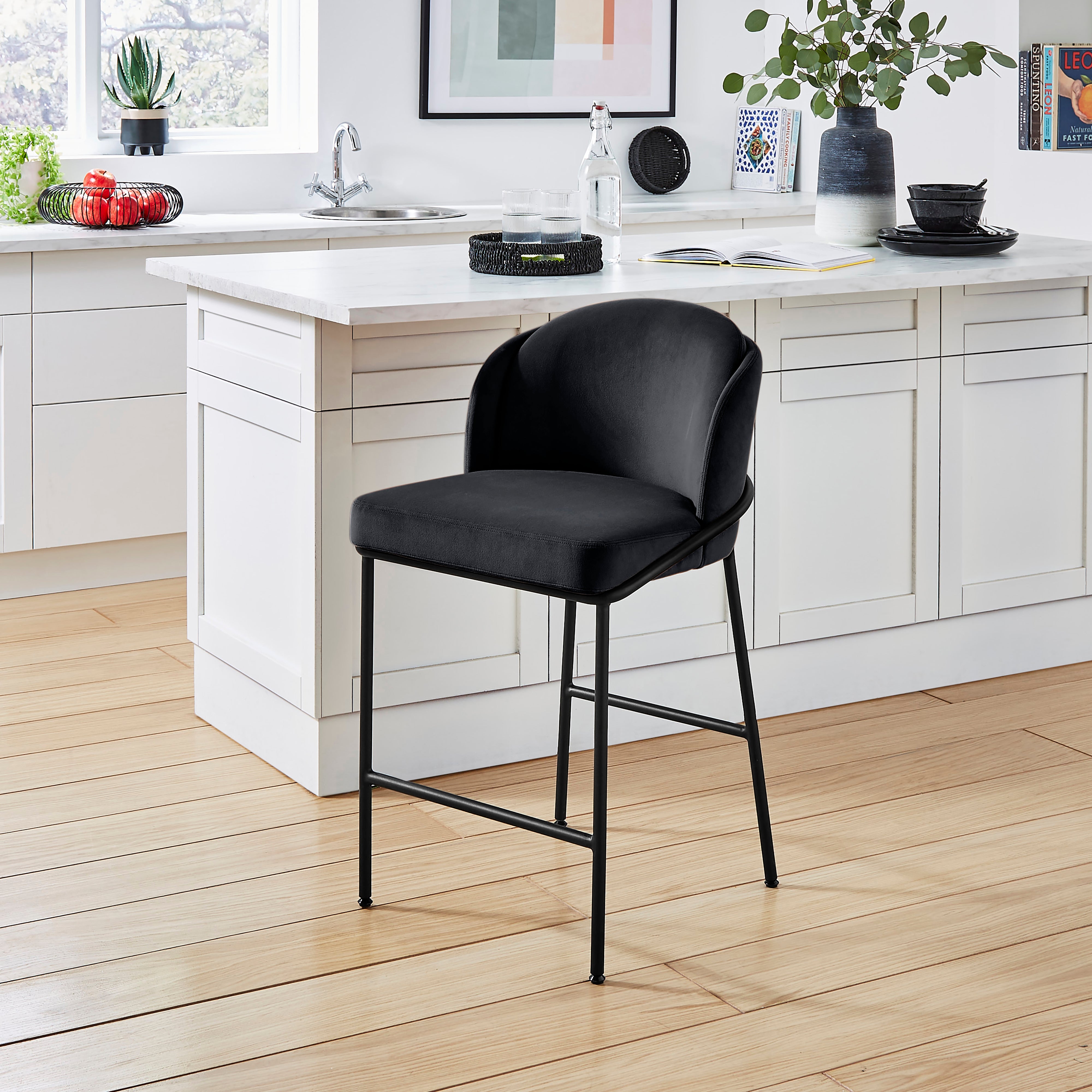 Bobbi Barstool Velvet Black Velvet