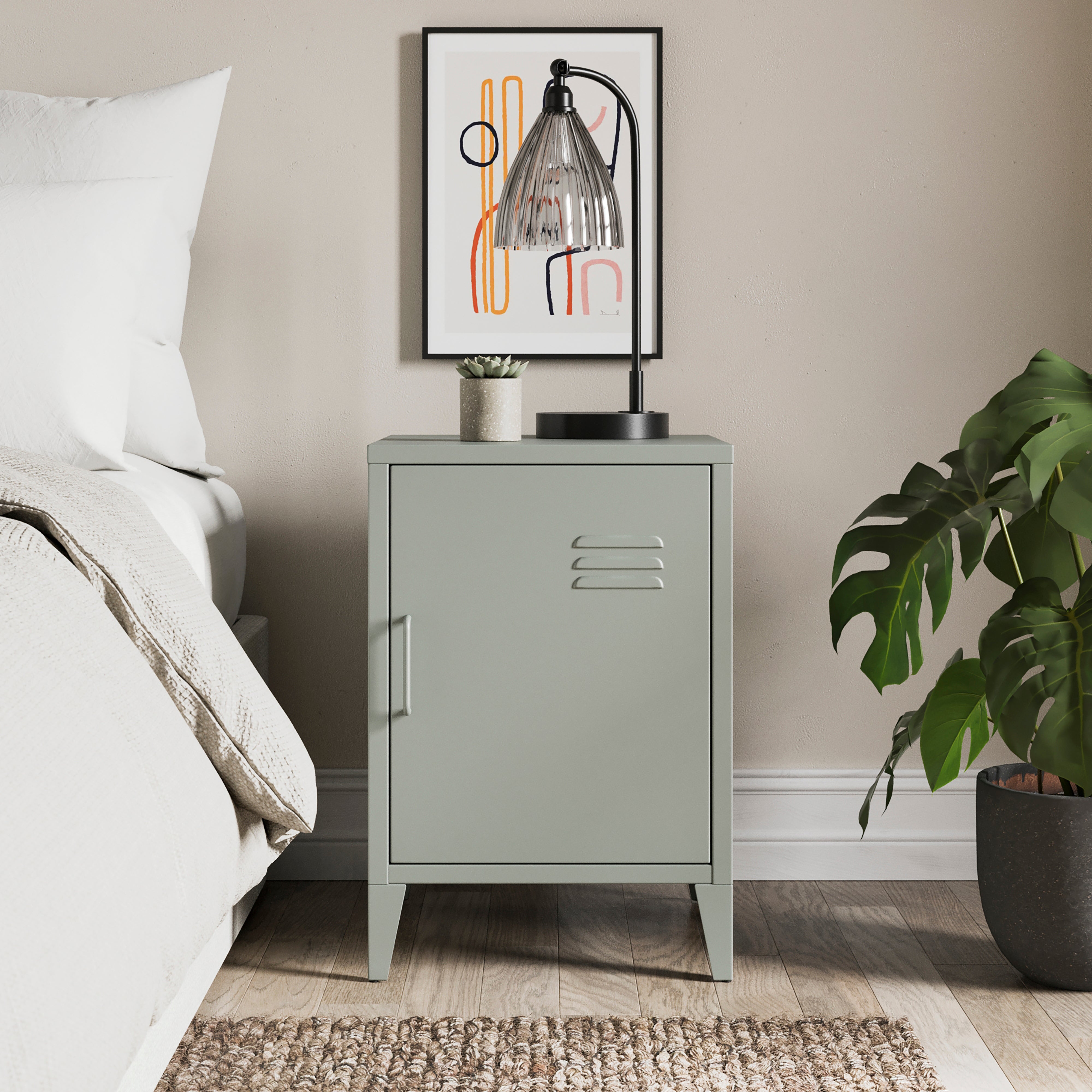 Helga Metal Bedside Table Green