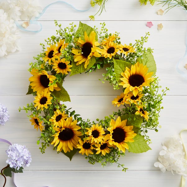 Artificial Yellow Sunflower Wreath image 1 of 3