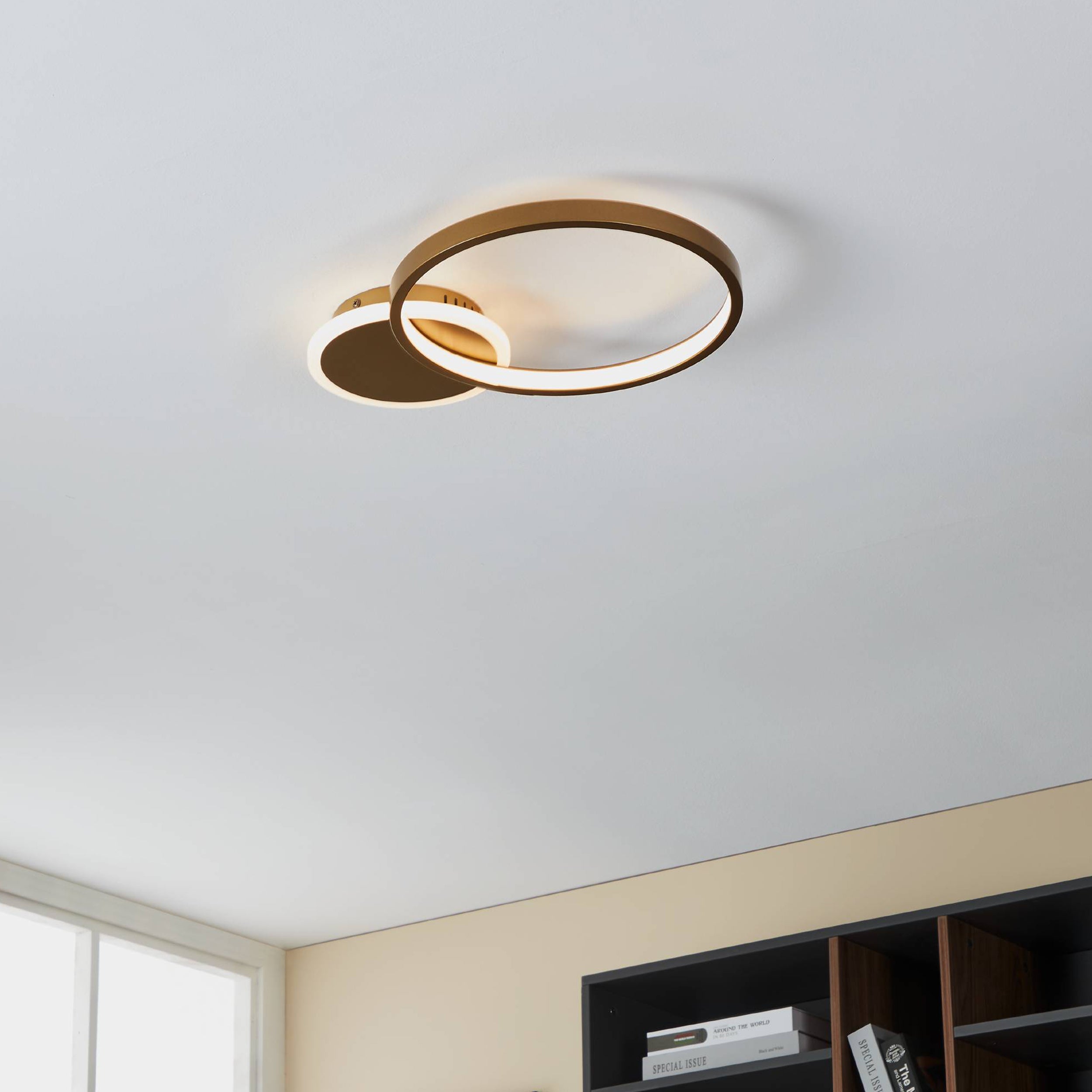 Eglo Gafares Led Flush Ceiling Light Gold