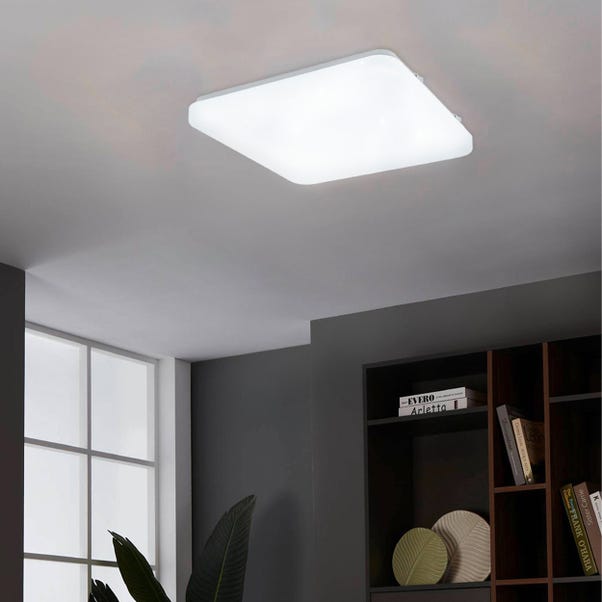 EGLO Frania-S 28cm LED Square Crystal Effect Flush Wall and Ceiling Light image 1 of 3