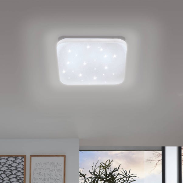 EGLO Frania-S 33cm LED Square Crystal Effect Flush Wall and Ceiling Light image 1 of 3