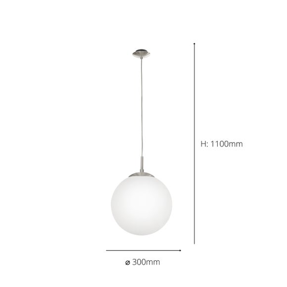 EGLO Rondo 200 Opal & Nickel Matt Single Pendant - Groceries